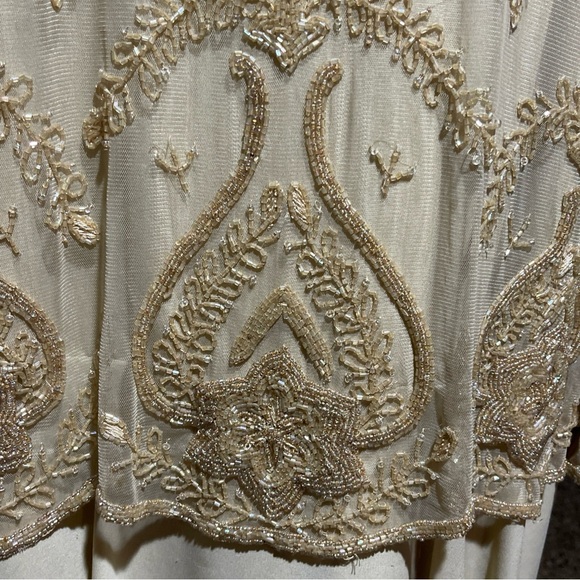 Adrianna Papell Cream Embellished Maxi Dress Size 18 Long Sleeve - Picture 12 of 16